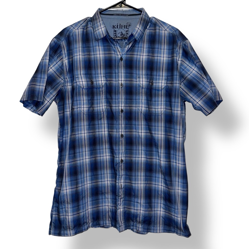KUHL Men’s Short Sleeve Button Down Shirt - Blue Plaid | Size Large